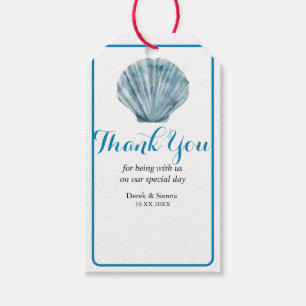 Étiquettes-cadeau Mariage Coquillage Simple Bleu Sarcelle Vintage