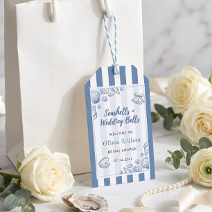 Étiquettes-cadeau Mariage Coquillages Bleu Marin Personnalisé