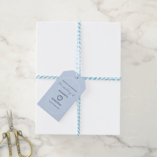 Étiquettes-cadeau Mariage Coquilles de Mer Bleu Côtiers