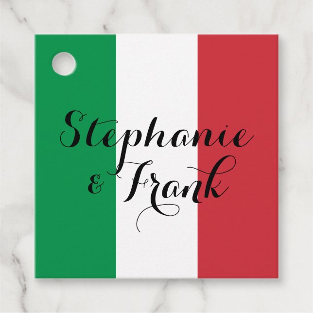 Étiquettes Cadeau Mariage couleur drapeau italien (Devant)