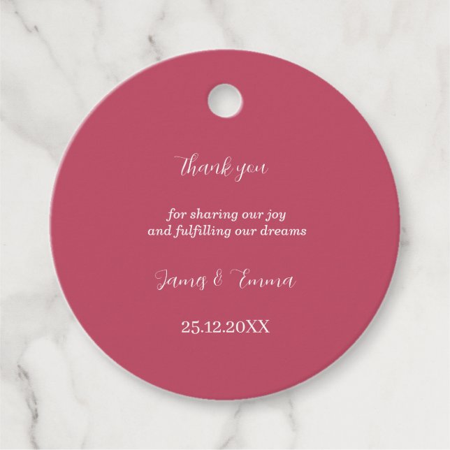 Étiquettes Cadeau Mariage Customisé Rose simple (Devant)