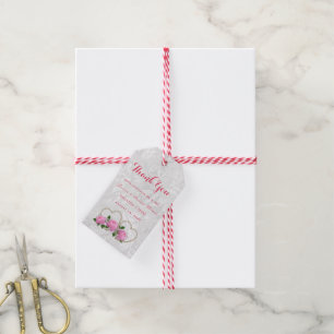 Étiquettes-cadeau Mariage Damassé Cœurs de Perle et Roses