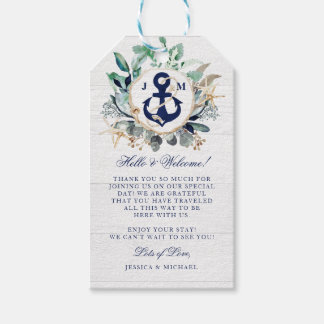 Étiquettes-cadeau Mariage d'Ancre d'aquarelle marine Bienvenue