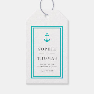 Étiquettes-cadeau Mariage d'Ancre de couleur modifiable blanc bandes
