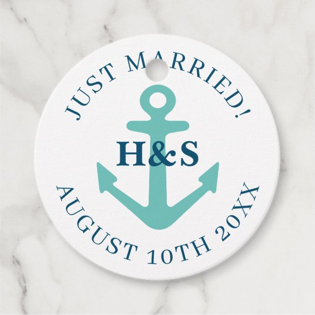 Étiquettes Cadeau Mariage d'ancre nautique merci pour les balises (Devant)