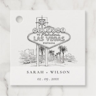 Étiquettes Cadeau Mariage dans un paysage esquissé à Las Vegas Nevad