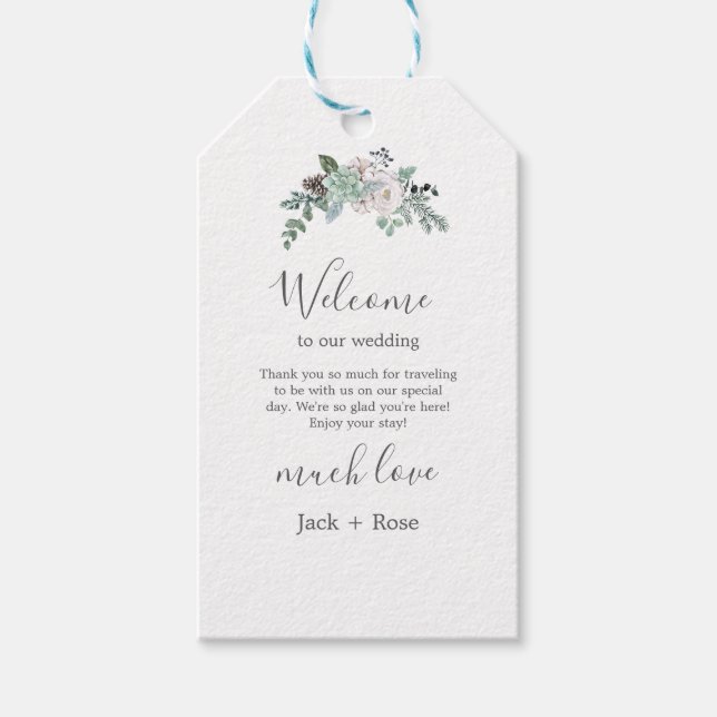 Étiquettes-cadeau Mariage d'aquarelle d'hiver (Devant)