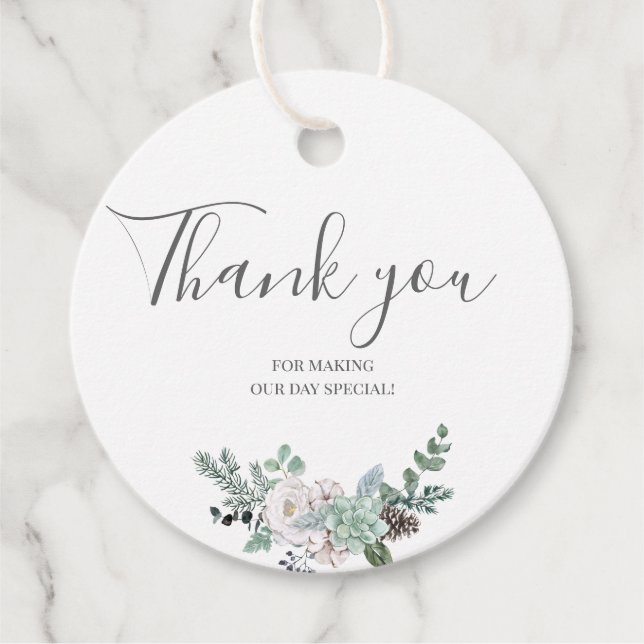 Étiquettes Cadeau Mariage d'aquarelle d'hiver (Devant)