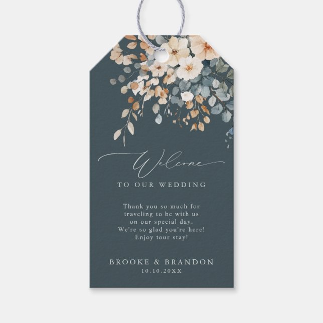 Étiquettes-cadeau Mariage d'aquarelle florale moelleuse (Devant)