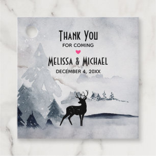 Étiquettes Cadeau Mariage d'aquarelle gris-rustique