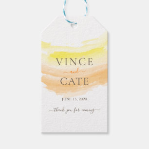 Étiquettes-cadeau Mariage d'aquarelle jaune orange