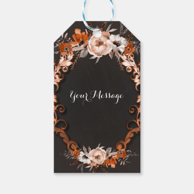 Étiquettes-cadeau Mariage d'automne Floral Orange Fleurs Favor (Devant)