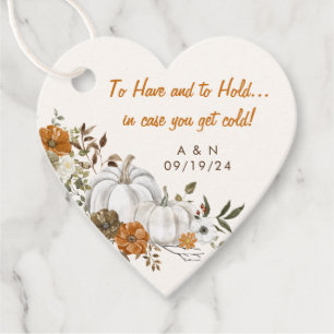 Étiquettes Cadeau Mariage de automne Jeu Blanche Citrouille floral r