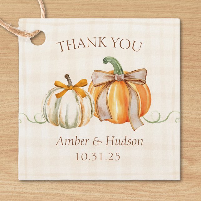 Étiquettes Cadeau Mariage de automne personnalisé Rustique Merci d'a (Créateur téléchargé)