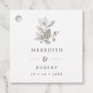 Étiquettes Cadeau Mariage de automne simple Acorn & Pinecone