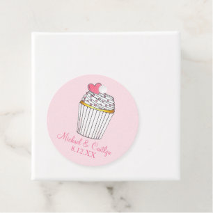 Étiquettes Cadeau Mariage de Baby shower nuptiale Cupcake Coeur rose
