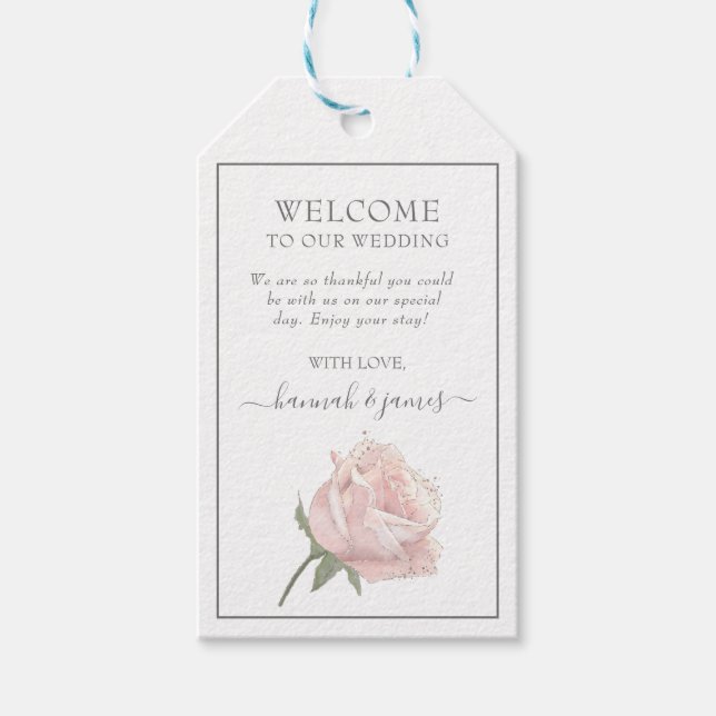 Étiquettes-cadeau Mariage de bienvenue Hannah Elegant Blush Pink (Devant)