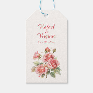 Étiquettes-cadeau Mariage de bouquet rose