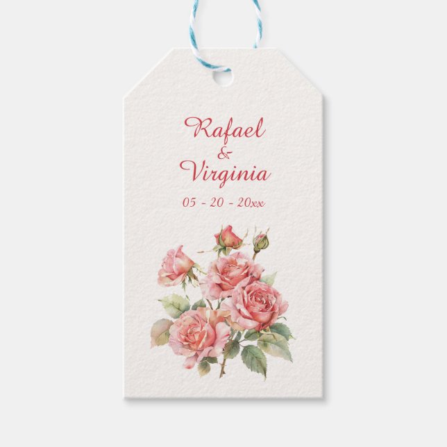 Étiquettes-cadeau Mariage de bouquet rose (Devant)