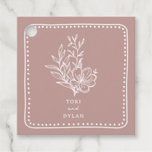 Étiquettes Cadeau Mariage de bouquet rose floral