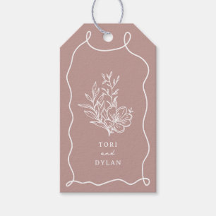 Étiquettes-cadeau Mariage de bouquet rose floral
