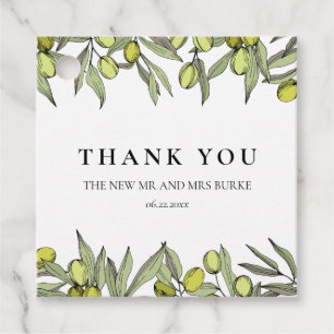 Étiquettes Cadeau Mariage de branche Olive moderne
