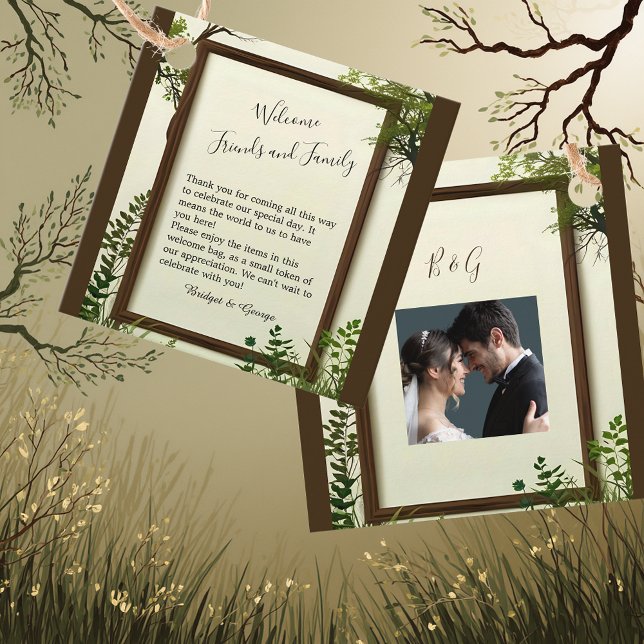 Étiquettes Cadeau mariage de cadre arboré rustique (Créateur téléchargé)