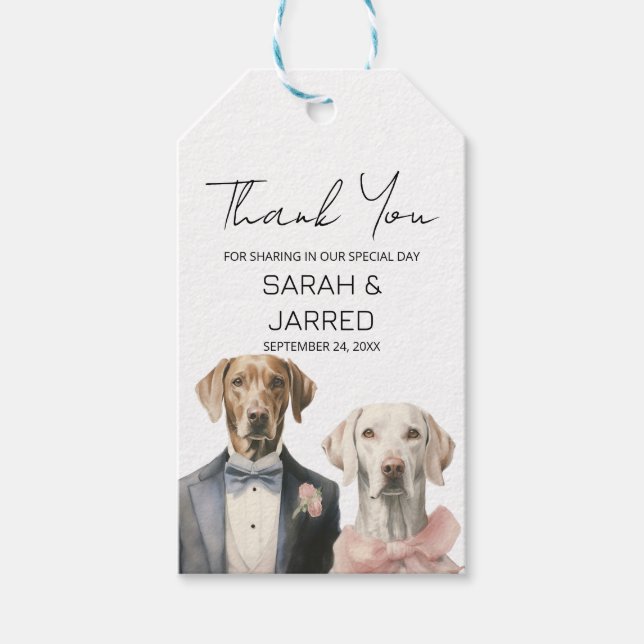 Étiquettes-cadeau Mariage de chiens mariés (Devant)