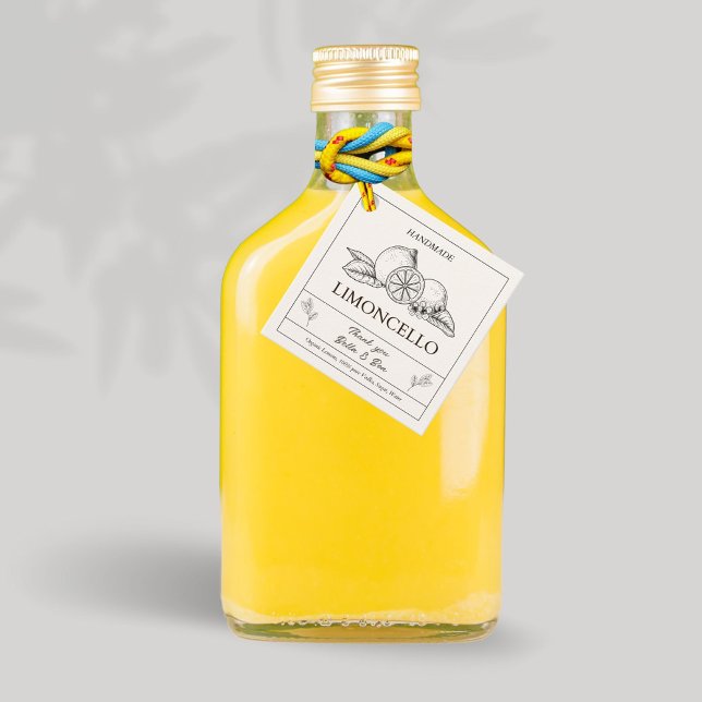 Étiquettes Cadeau Mariage de citron moderne Limoncello bouteille (Créateur téléchargé)