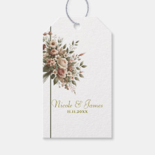 Étiquettes-cadeau Mariage de coin floral élégant vert olive et blanc