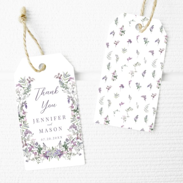 Étiquettes-cadeau Mariage de courge fleurie violette merci (Créateur téléchargé)