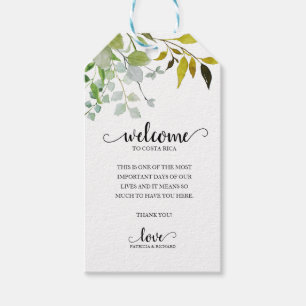 Étiquettes-cadeau Mariage de Destination Bienvenue Élégante Verdure