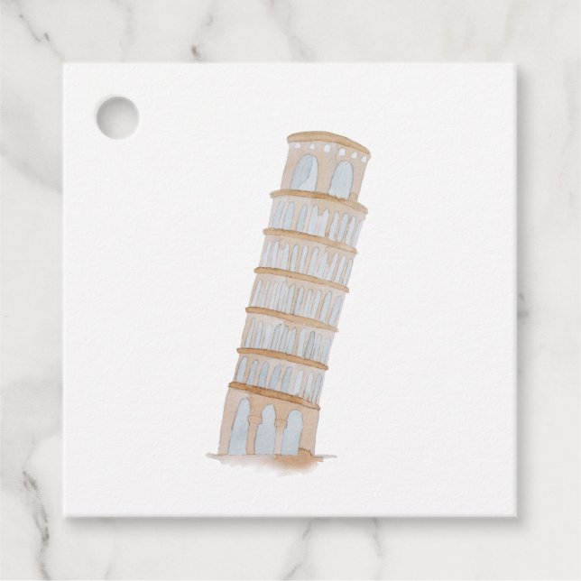 Étiquettes Cadeau Mariage de destination en Aquarelle italienne (Devant)