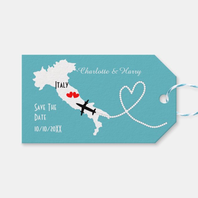 Étiquettes-cadeau Mariage de destination Enregistrer la date (Devant (Horizontal))