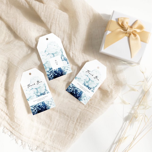 Étiquettes-cadeau Mariage de Destination Nautique Bleu Merci (Créateur téléchargé)