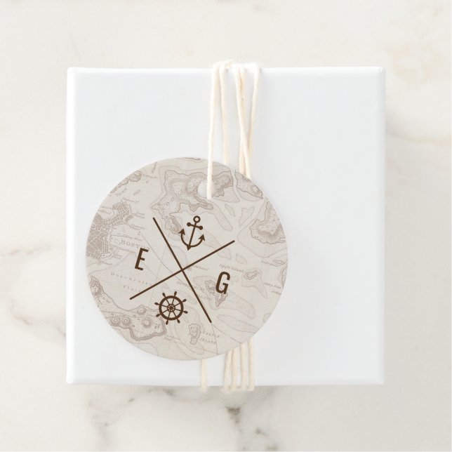 Étiquettes Cadeau Mariage de destination nautique Boho (En situation)