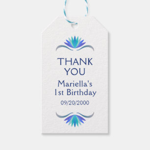 Étiquettes-cadeau Mariage de douche Fiesta Blue Anniversaire Merci