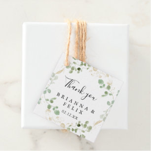 Étiquettes Cadeau Mariage de feuillage Gold Confetti Eucalyptus