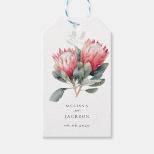 Étiquettes-cadeau Mariage de fleurs d'aquarelle en teinte Protea