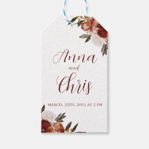ÉTIQUETTES-CADEAU MARIAGE DE FLEURS DE CHUTE DE COULEUR D'EAU