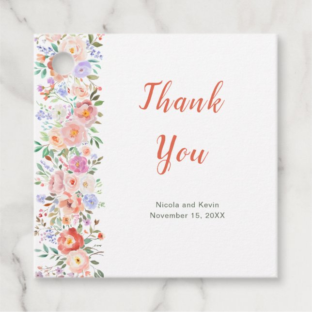 Étiquettes Cadeau Mariage de fleurs printanières (Devant)