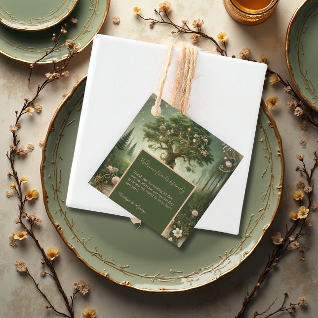 Étiquettes Cadeau mariage de forêt médiévale Whimsical vert (Créateur téléchargé)
