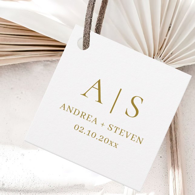 Étiquettes Cadeau Mariage de la classe d'or Monogram (Créateur téléchargé)