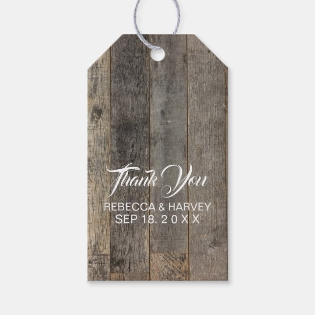 Étiquettes-cadeau mariage de la grange à grains de bois rustique de  (Devant)