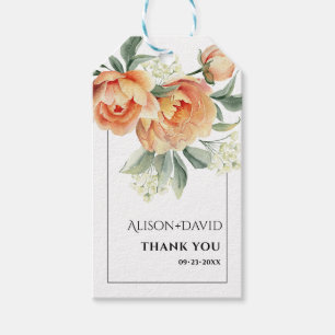 Étiquettes-cadeau Mariage de la typographie des peonées et des fleur