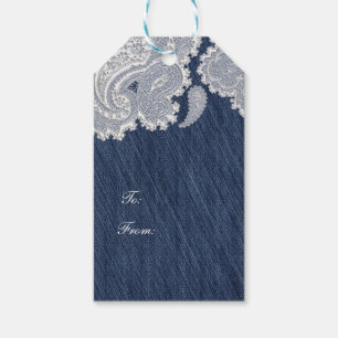 Étiquettes-cadeau Mariage de mariée élégant en jean en denim et dent