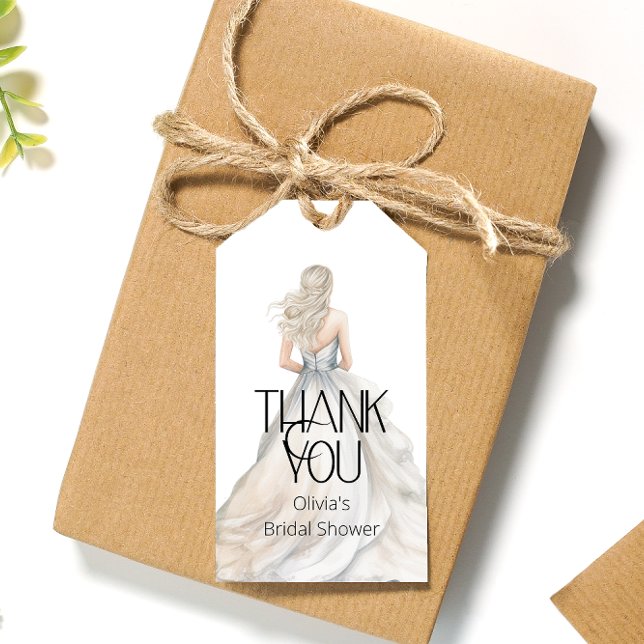 Étiquettes-cadeau Mariage de mariée Gown Fête des mariées Merci (Créateur téléchargé)