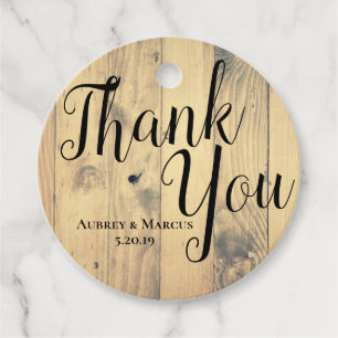 Étiquettes Cadeau Mariage de Merci à planches de bois rustiques