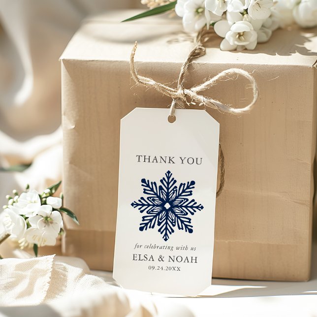 Étiquettes-cadeau MARIAGE DE Merci BLEUE NUIT SIMPLE SNOWFLAKE (Créateur téléchargé)