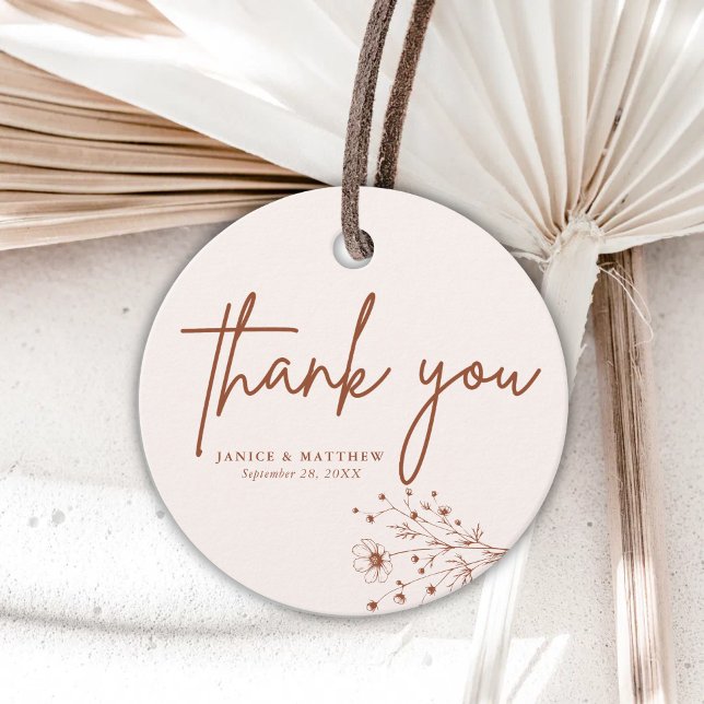 Étiquettes Cadeau Mariage de Merci de Boho Orange Brûlé (Créateur téléchargé)